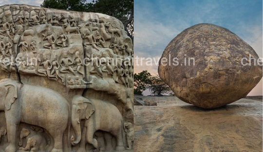 Arjunar Penance and Krishna's Butter Ball Mahabalipuram